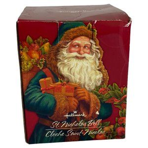 Hallmark St Nicholas Ceramic Bell "A Christmas to Remember" Box Santa Red 2004
